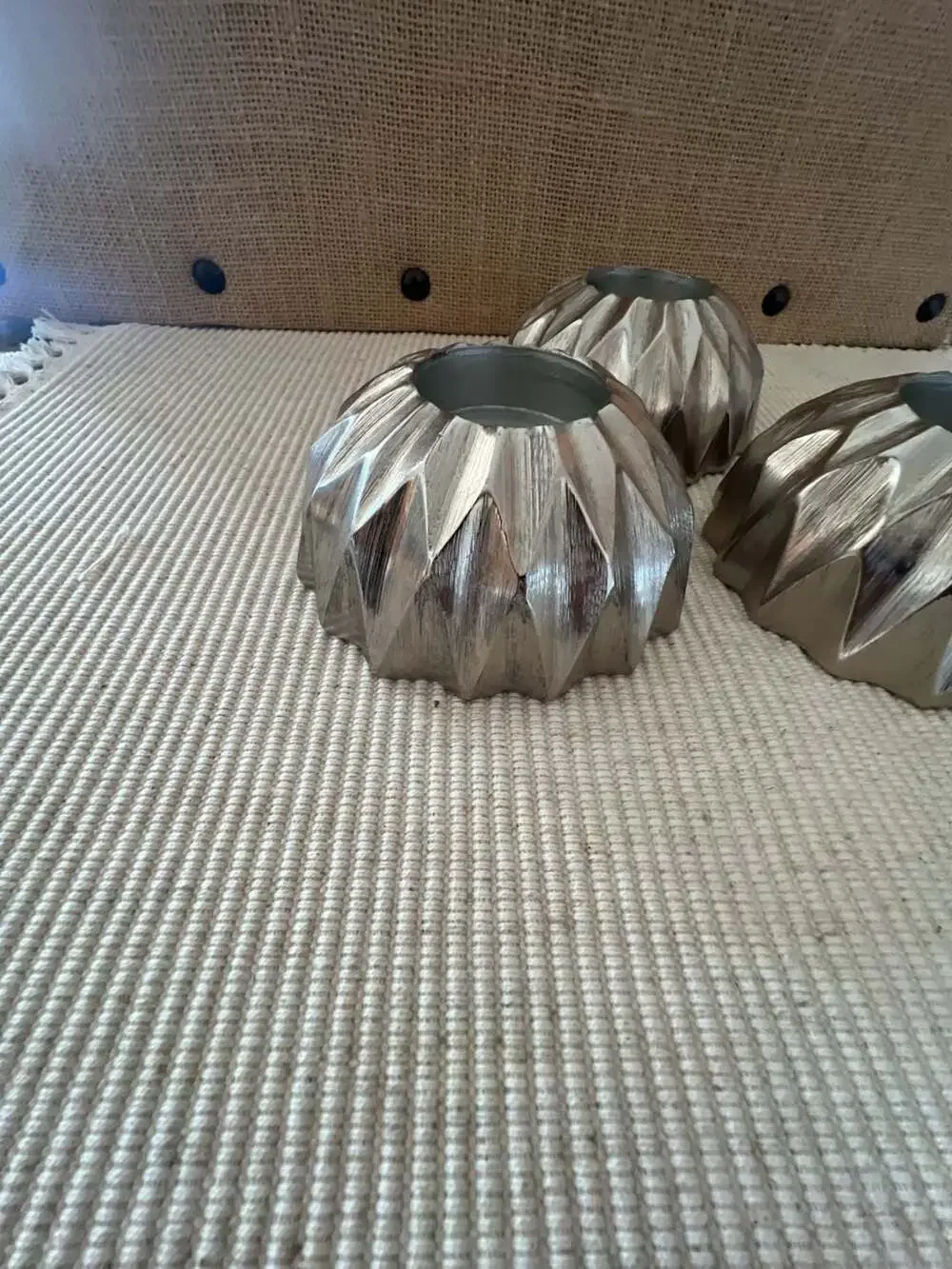 Z Gallerie Perspecta Large Silver Tea Light Candle Holders - Set of 3